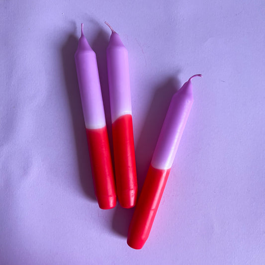 3 DIP DYE STABKERZEN LILA x ROT