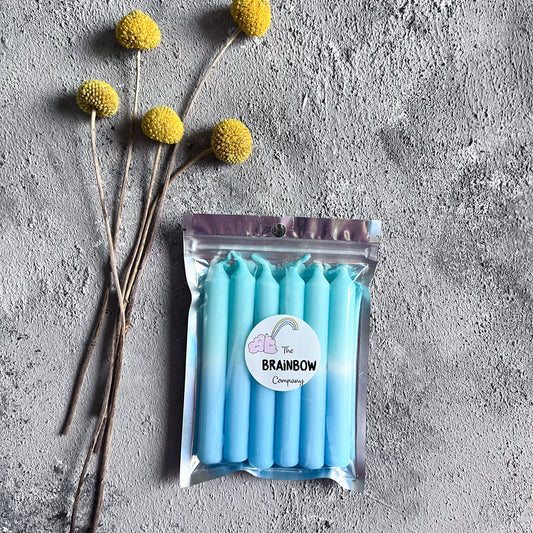 6 DIP DYE B-DAY KERZEN AQUA x BLUE