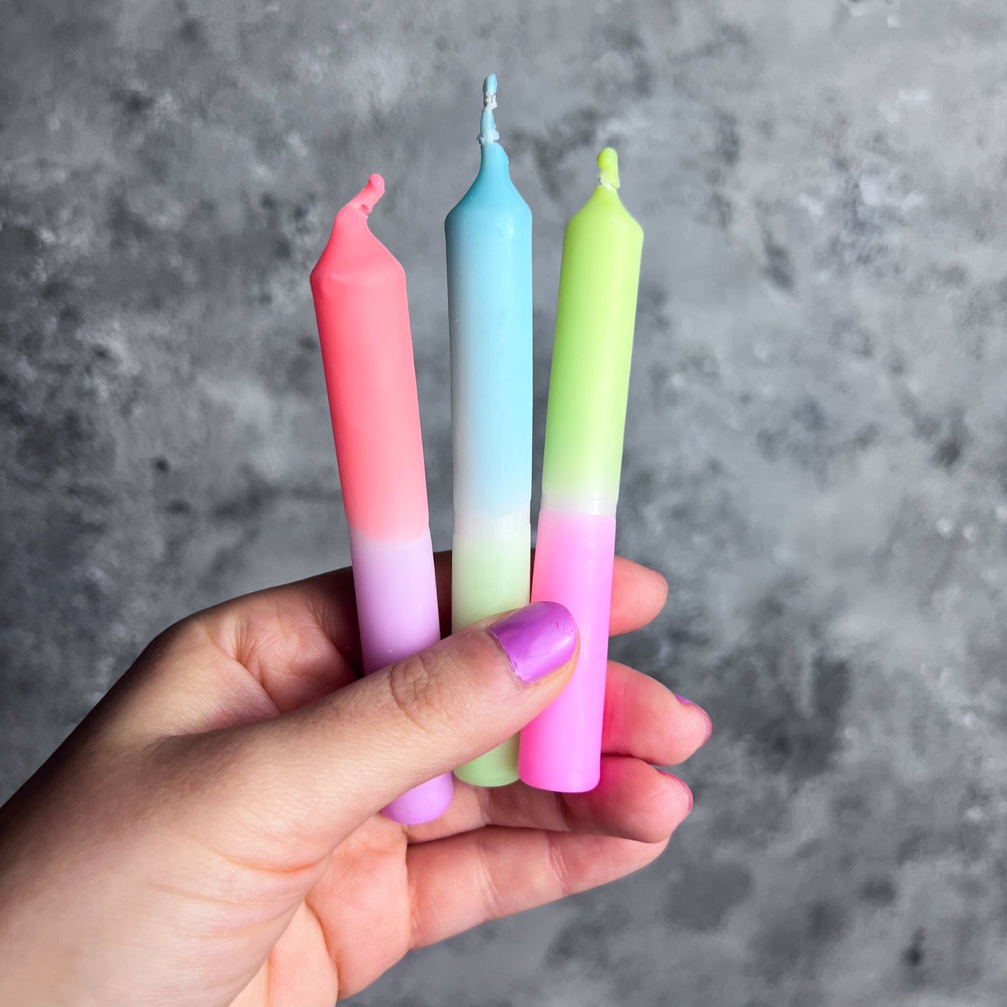 6 DIP DYE B-DAY KERZEN PASTELL x NEON